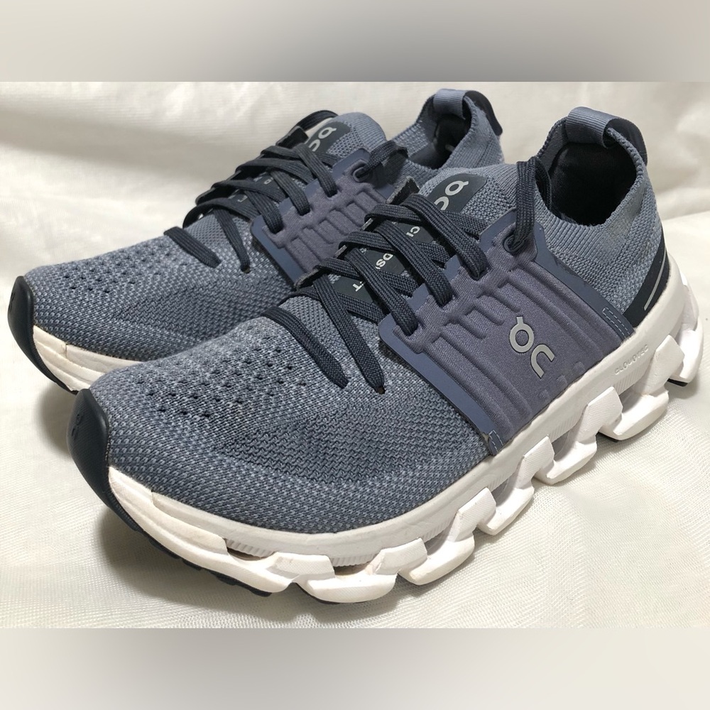 On Running Women's Cloudswift Knit Sneakers in Gray and White